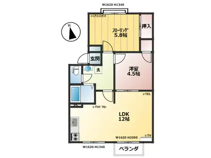 メゾンYAMAMOTO(2LDK/1階)の間取り写真