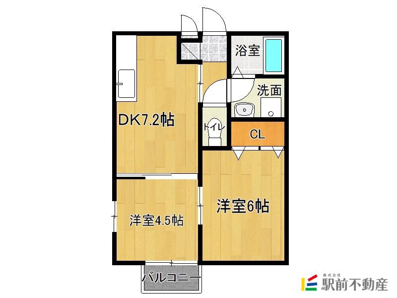 ジェネス南佐賀(2DK/1階)の間取り写真