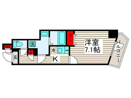 プレール・ドゥーク西新井II(1K/4階)の間取り写真