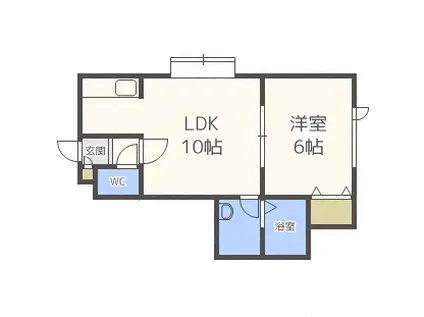 JR札沼線 拓北駅 徒歩5分 3階建 築21年(1LDK/2階)の間取り写真