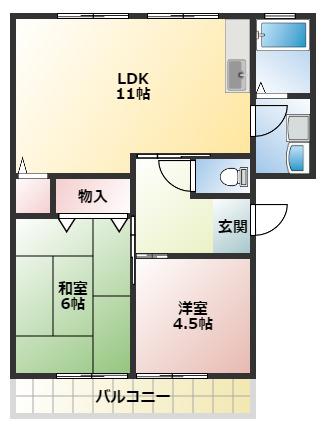 ユードミール(2LDK/1階)の間取り写真