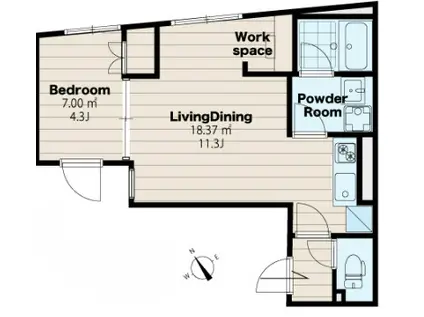EXAM本駒込(1LDK/2階)の間取り写真