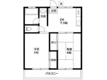 アズマハイツ2(2DK/1階)の間取り写真
