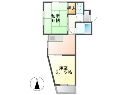 レジデンス遠若(2K/2階)の間取り写真