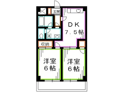 カサデ宮前(2DK/3階)の間取り写真