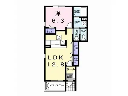 プリマヴェーラ(1LDK/1階)の間取り写真