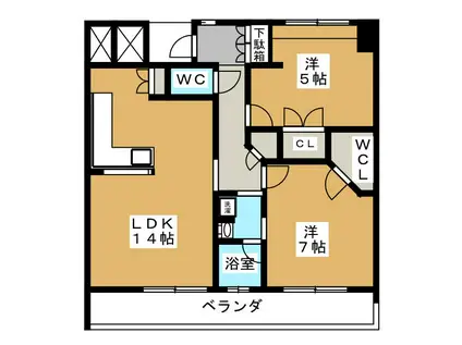 グランステーシア津新町(2LDK/14階)の間取り写真