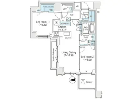 グランツオーベル中野(2LDK/3階)の間取り写真