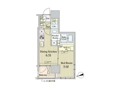 パークナードフィット新富町(1DK/4階)の間取り写真