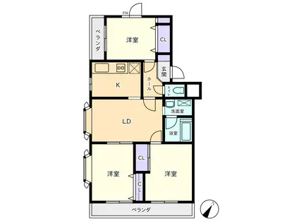 エトワール子安台(3LDK/3階)の間取り写真