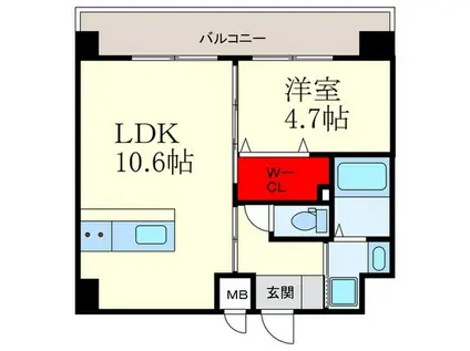 プレシャス南小倉(1LDK/4階)の間取り写真