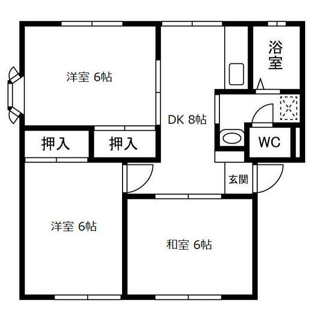 サンビレッジ静岡 D(3DK/2階)の間取り写真