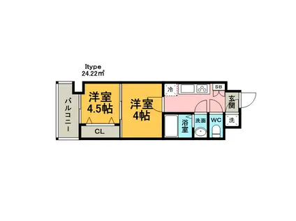 88マリナゲートサンズ(2K/9階)の間取り写真