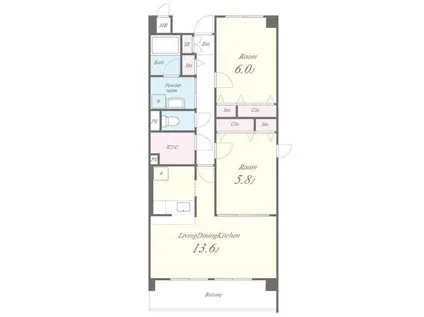 エヴァン千里山(2LDK/2階)の間取り写真