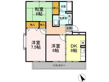 セ・モア B棟(3DK/2階)の間取り写真