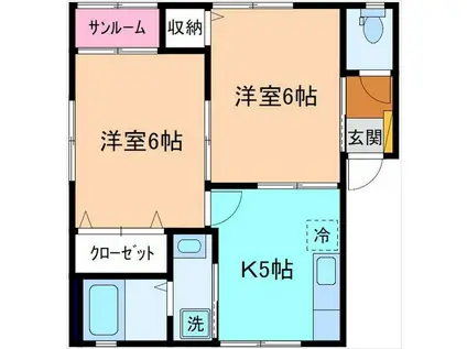 カーサ・グラビス(2K/2階)の間取り写真