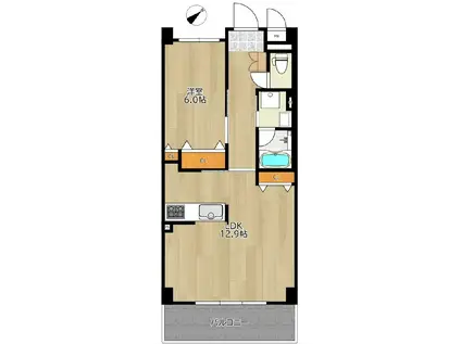 GARURU(1LDK/4階)の間取り写真