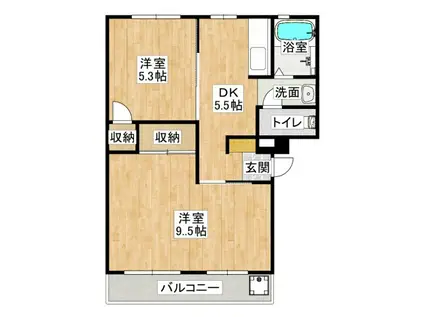 上高丸厚生年金3号棟(2DK/3階)の間取り写真