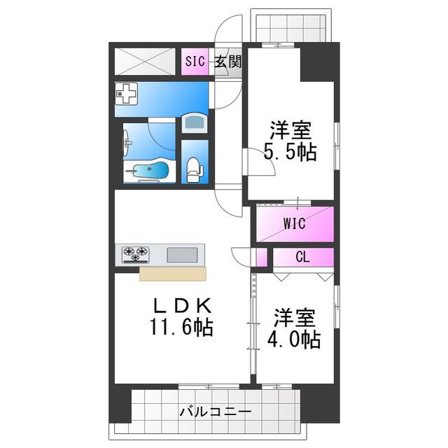 スプランディッドあびこ駅前DUE(2LDK/14階)の間取り写真