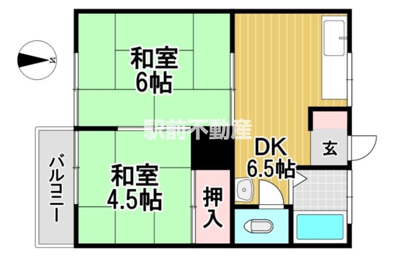 上野アパート(2DK/1階)の間取り写真