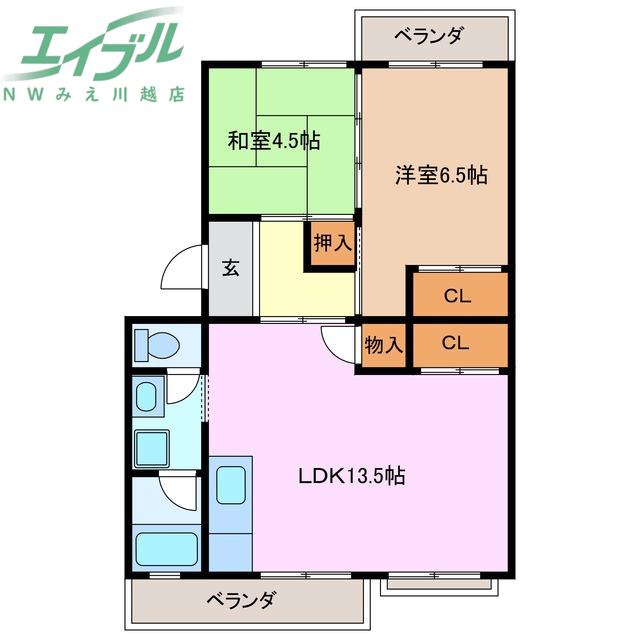 コーポ水谷(2LDK/3階)の間取り写真