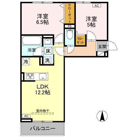 MAISON DE ROSE(2LDK/1階)の間取り写真