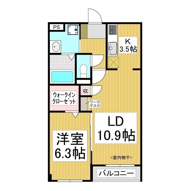 サン・フローラ南俣(1LDK/1階)の間取り写真