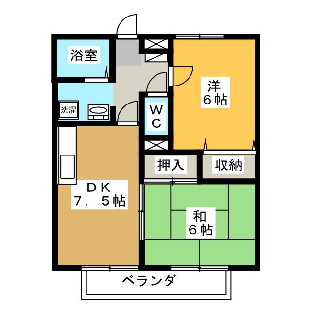 スギヤマハウスB(2DK/1階)の間取り写真