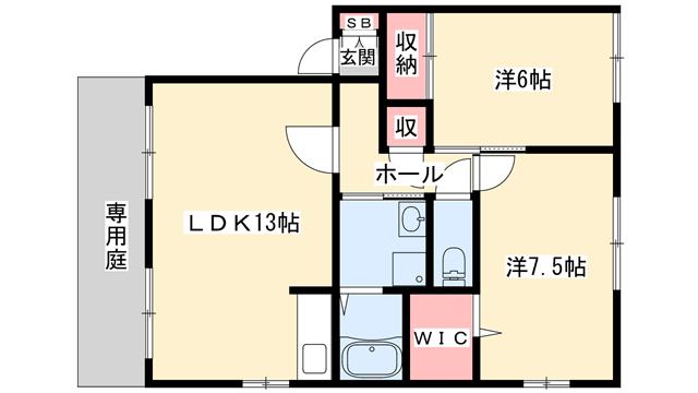 アベニュー御立(2LDK/2階)の間取り写真
