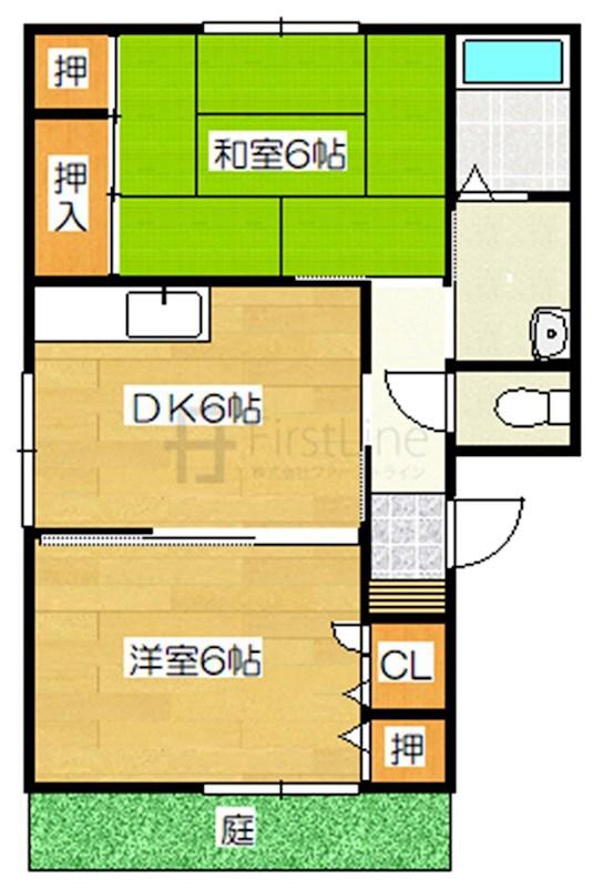 メゾンブルック(2DK/1階)の間取り写真