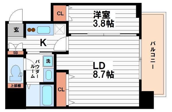 ヴィラ・セレーノ玉造本町(1LDK/10階)の間取り写真
