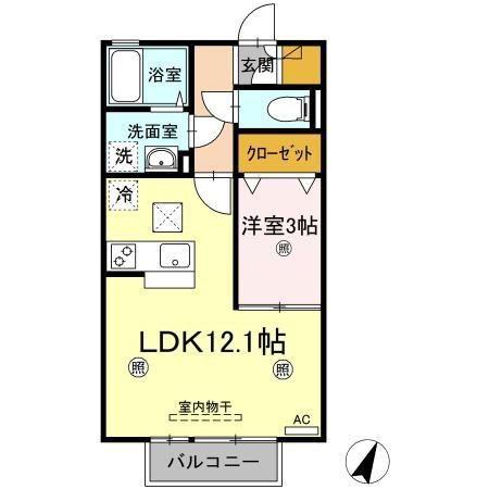 ヴェルデ津森(1LDK/1階)の間取り写真