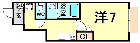 エクレール琴浦通(1K/1階)の間取り写真