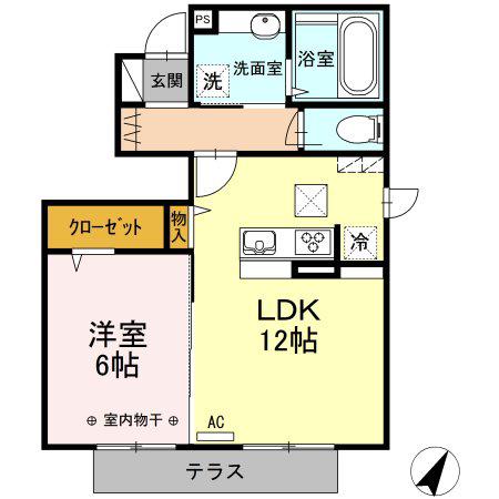 KAFUU RESIDENCE A(1LDK/1階)の間取り写真