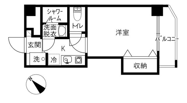 LEBEN(1K/4階)の間取り写真