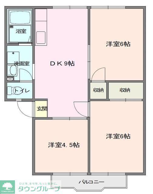 ハイツウィンディアA(3DK/1階)の間取り写真