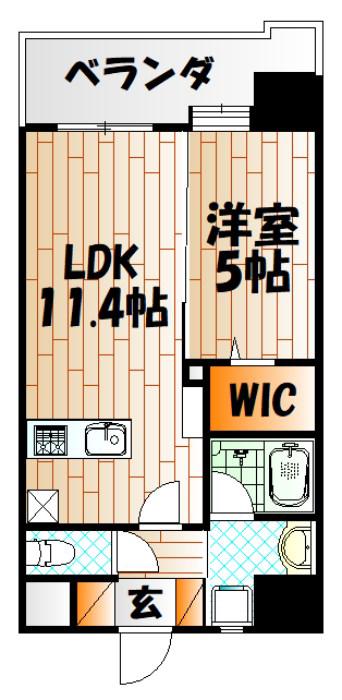 ガーデンコート砂津(1LDK/10階)の間取り写真