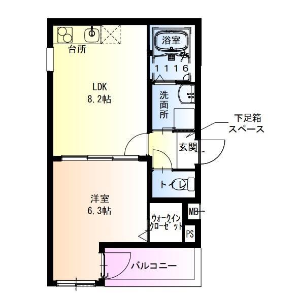 フジパレス瓜生堂III番館(1LDK/1階)の間取り写真