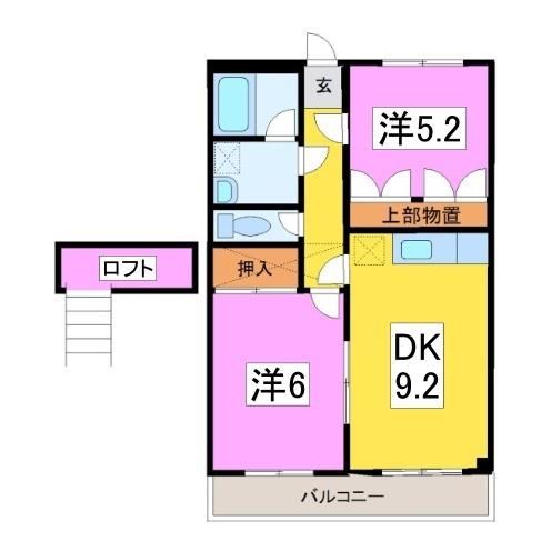 アーバンハウス6号館(2DK/2階)の間取り写真