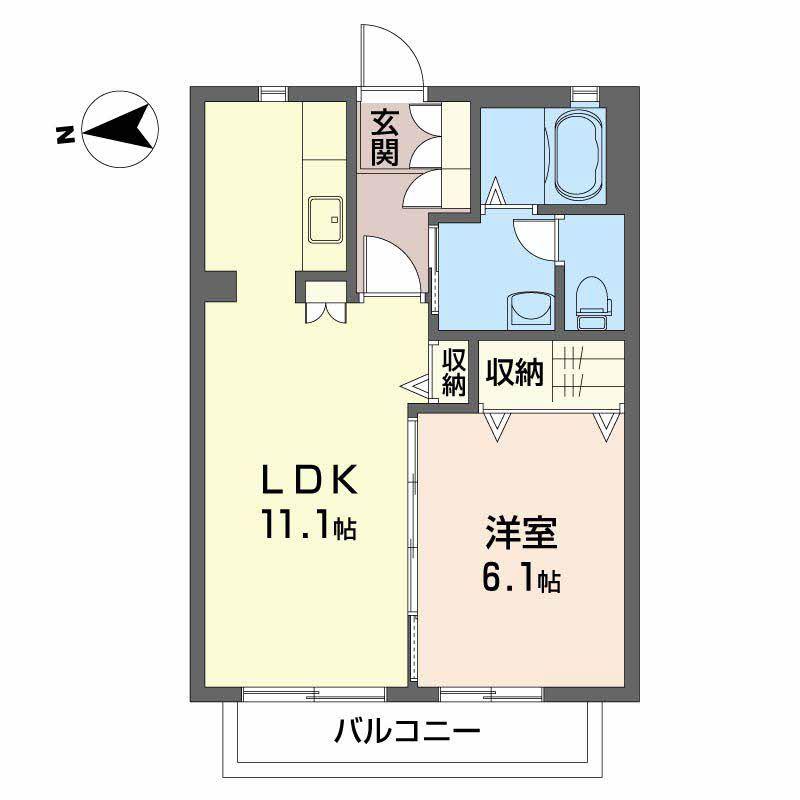 シャーメゾン ココロ(1LDK/1階)の間取り写真