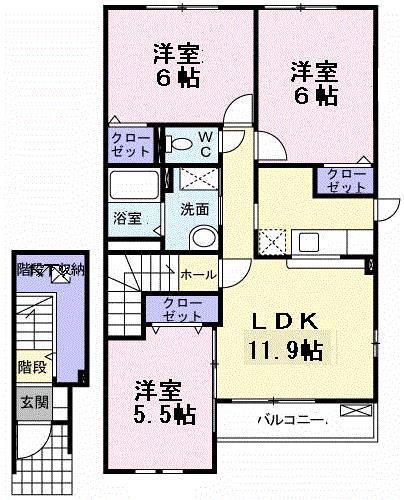 レイクヒルズ(3LDK/2階)の間取り写真