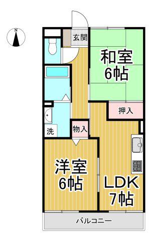 ノーブルトモ(2LDK/2階)の間取り写真