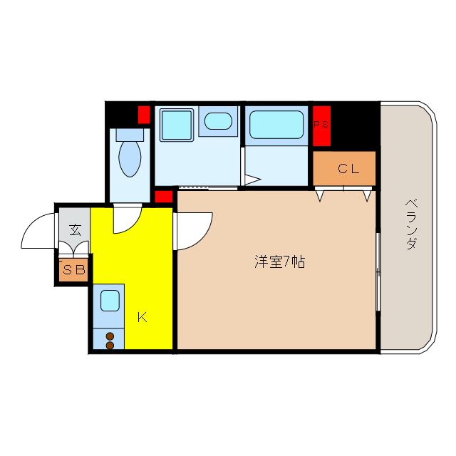フジテラス南森町(1K/2階)の間取り写真