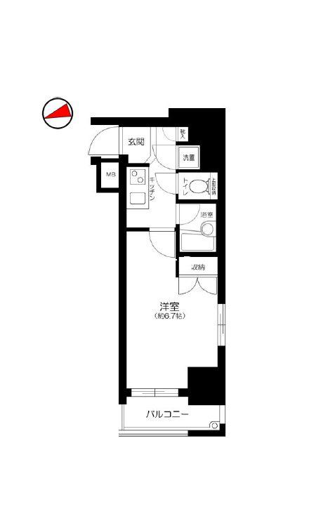 グラーサ銀座イースト(1K/7階)の間取り写真