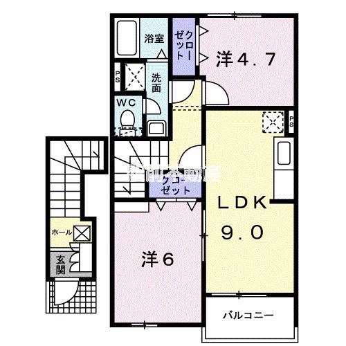 シェール・ドゥ(2LDK/2階)の間取り写真