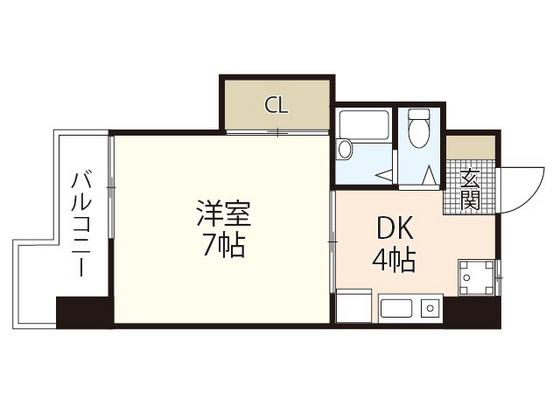 ヴィラ丸本(1DK/4階)の間取り写真