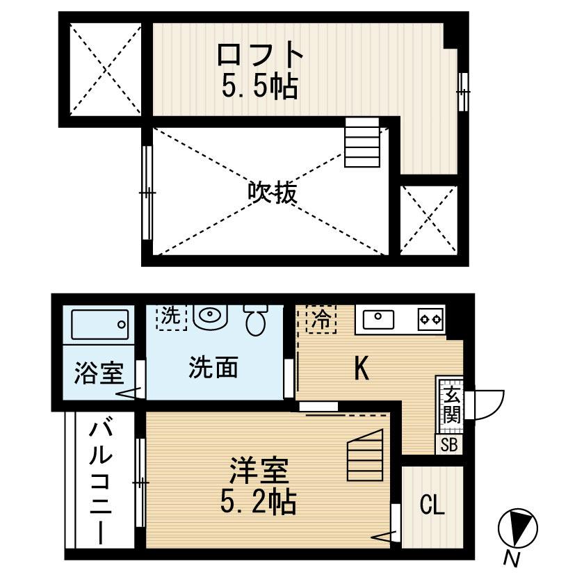 CHARMANT(1K/1階)の間取り写真