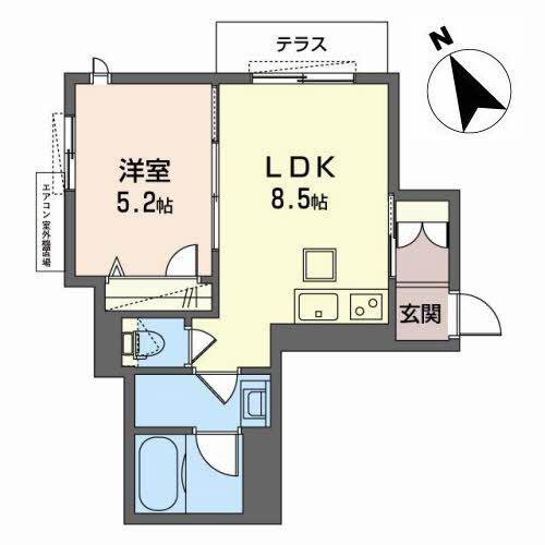 シャーメゾン宏仁(1LDK/2階)の間取り写真