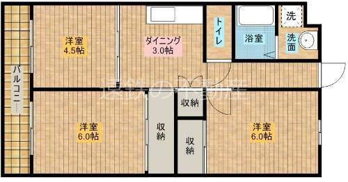 コーポ内山2(3K/3階)の間取り写真