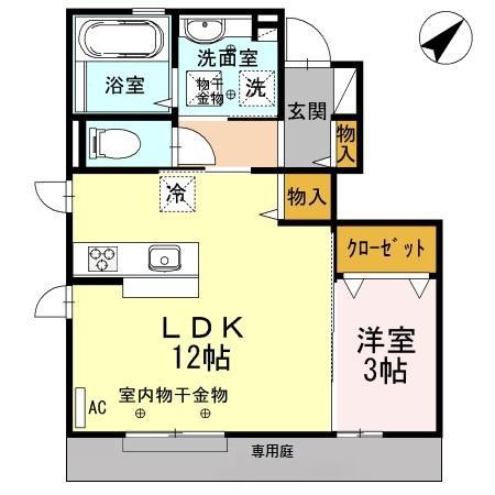 ルーナ・サクラ(1LDK/1階)の間取り写真